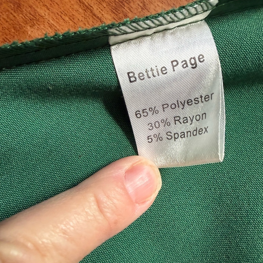 🪭 Bettie Page Emerald Fanny Swing Circle Retro Pinup Skirt - Picture 10 of 10